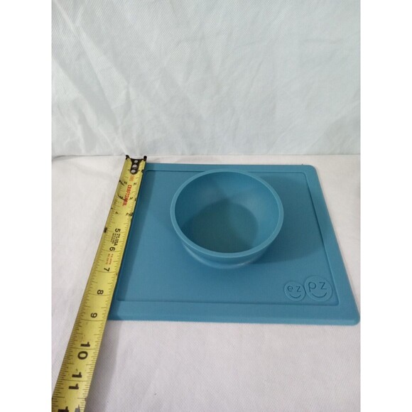 ezpz Mini Bowl Blue - 100% Silicone Suction Bowl with Built-in Placemat - Picture 4 of 5